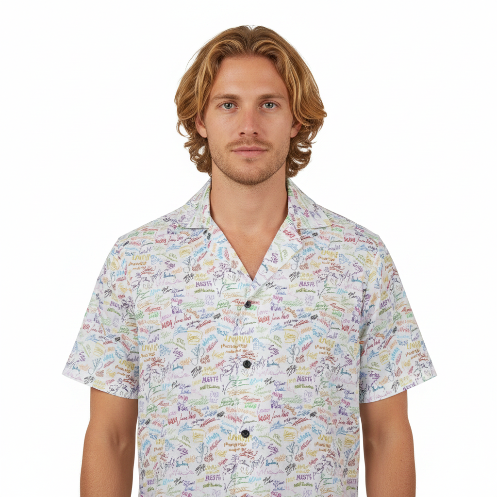 Character Autographs on White Hawaiian Shirt