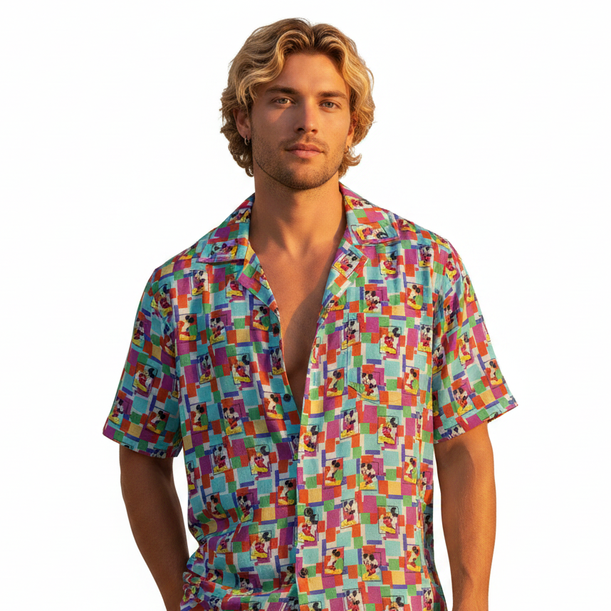 Colorblock Mickey Hawaiian Shirt