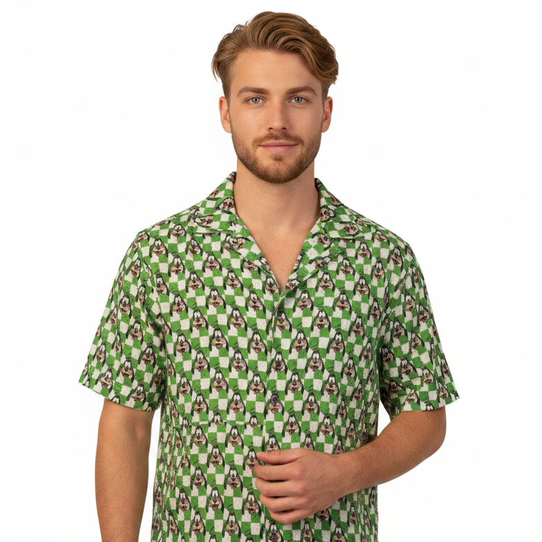 Green Checkerboard Goofy Hawaiian Shirt