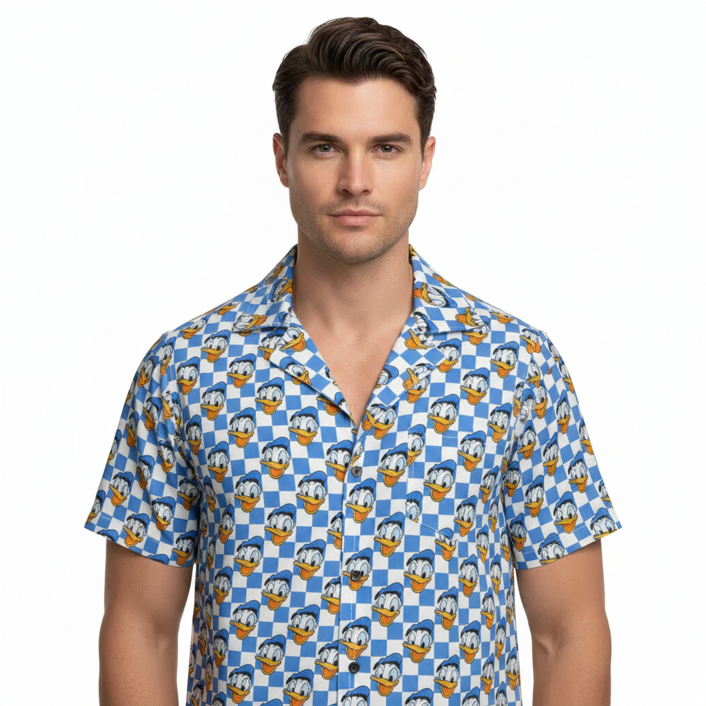 Blue Checkerboard Donald Hawaiian Shirt