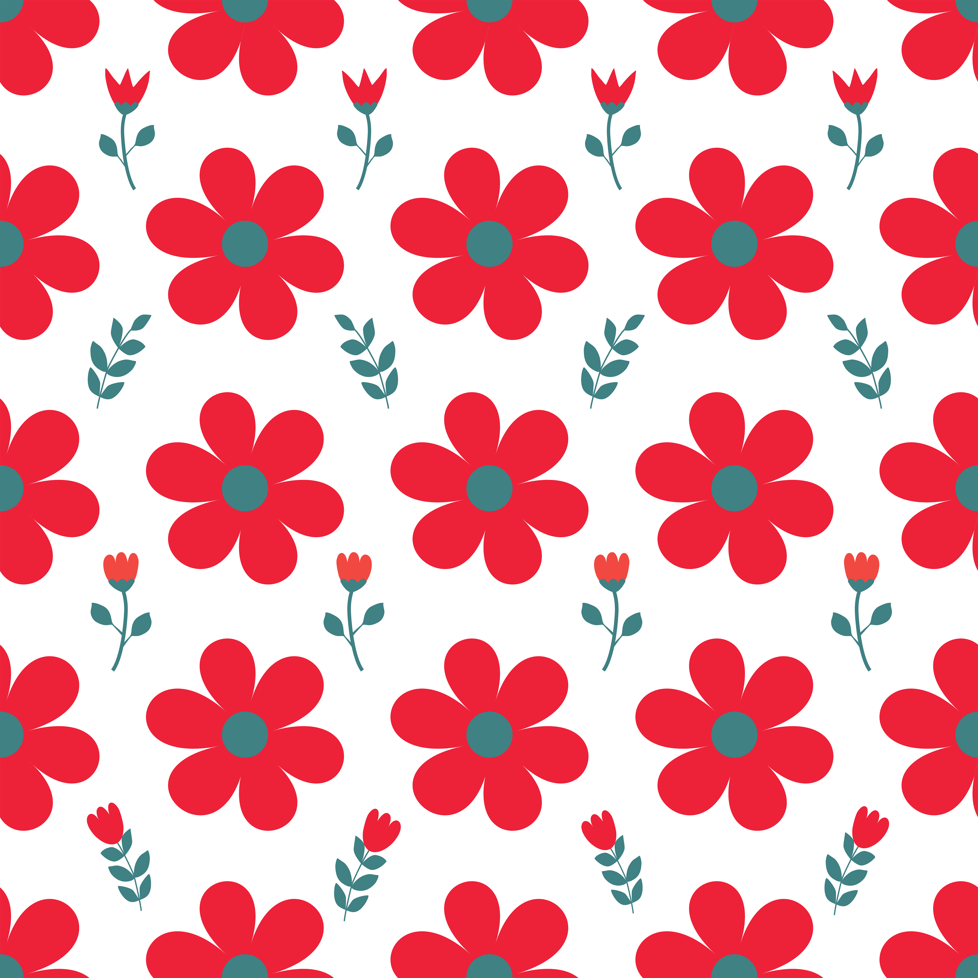 Red Daisy Floral Leggings