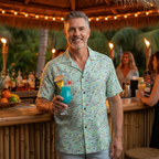 Character Autographs on Green Hawaiian Shirt
