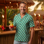 Teal Checkerboard Pluto Hawaiian Shirt
