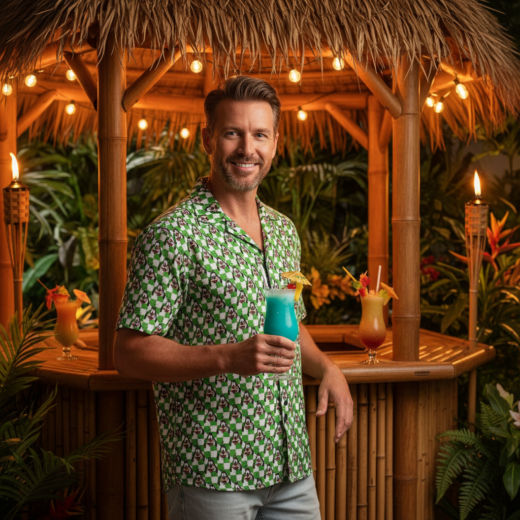 Green Checkerboard Goofy Hawaiian Shirt