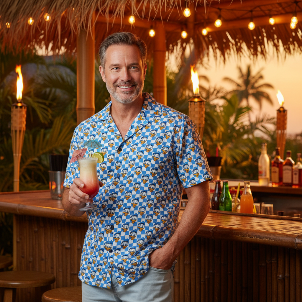 Blue Checkerboard Donald Hawaiian Shirt