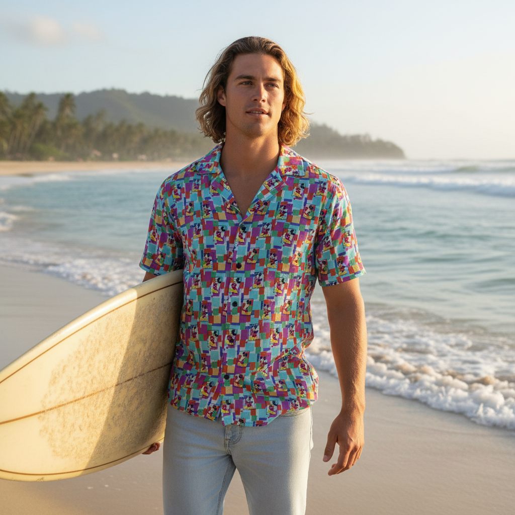 Colorblock Mickey Hawaiian Shirt