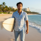 Character Autographs on Blue Hawaiian Shirt