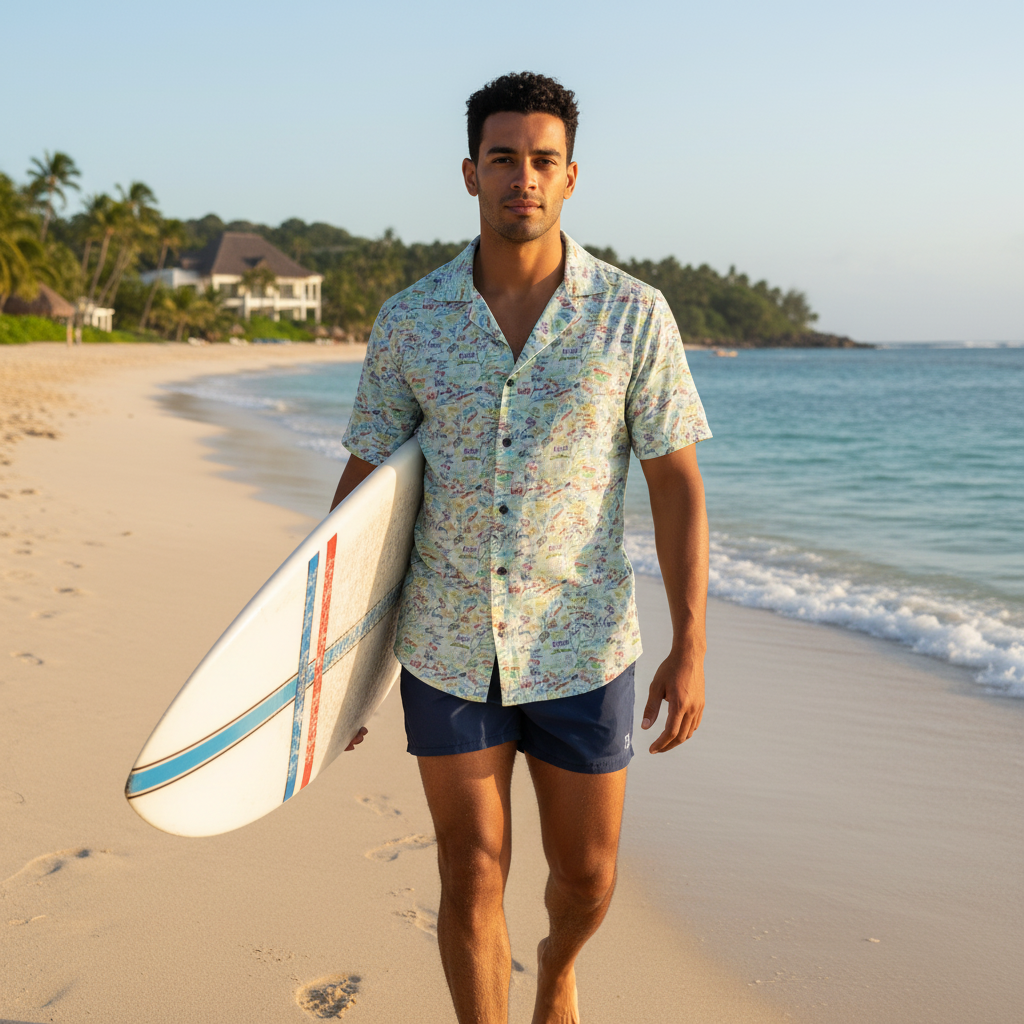 Character Autographs on Green Hawaiian Shirt
