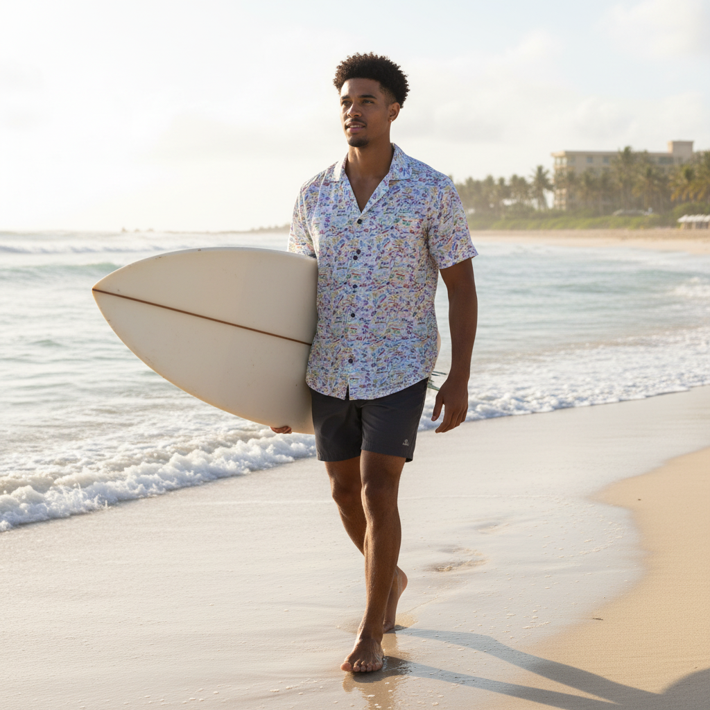 Character Autographs on White Hawaiian Shirt