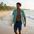 Teal Checkerboard Pluto Hawaiian Shirt