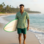 Green Checkerboard Goofy Hawaiian Shirt