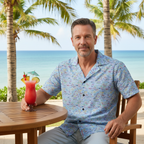 Character Autographs on Blue Hawaiian Shirt
