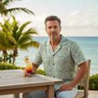 Character Autographs on Green Hawaiian Shirt