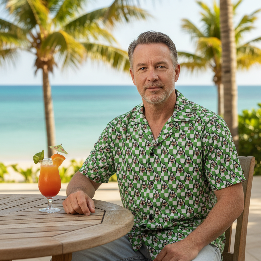 Green Checkerboard Goofy Hawaiian Shirt