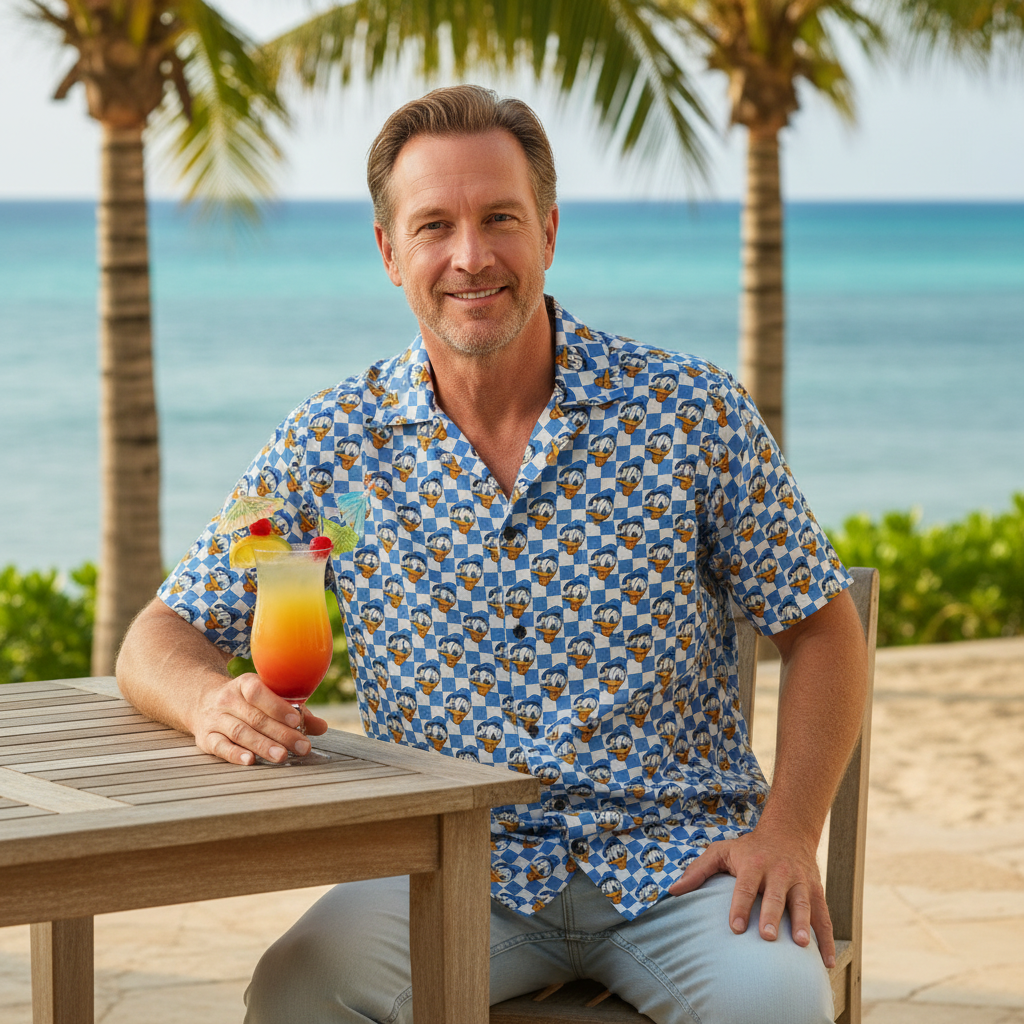Blue Checkerboard Donald Hawaiian Shirt