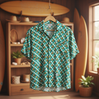 Teal Checkerboard Pluto Hawaiian Shirt