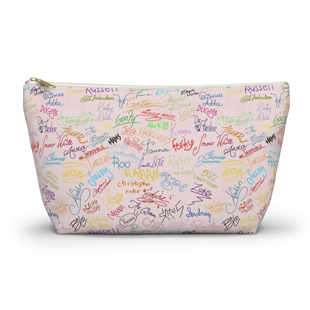 Character Autographs on Pink Cosmetic Bag