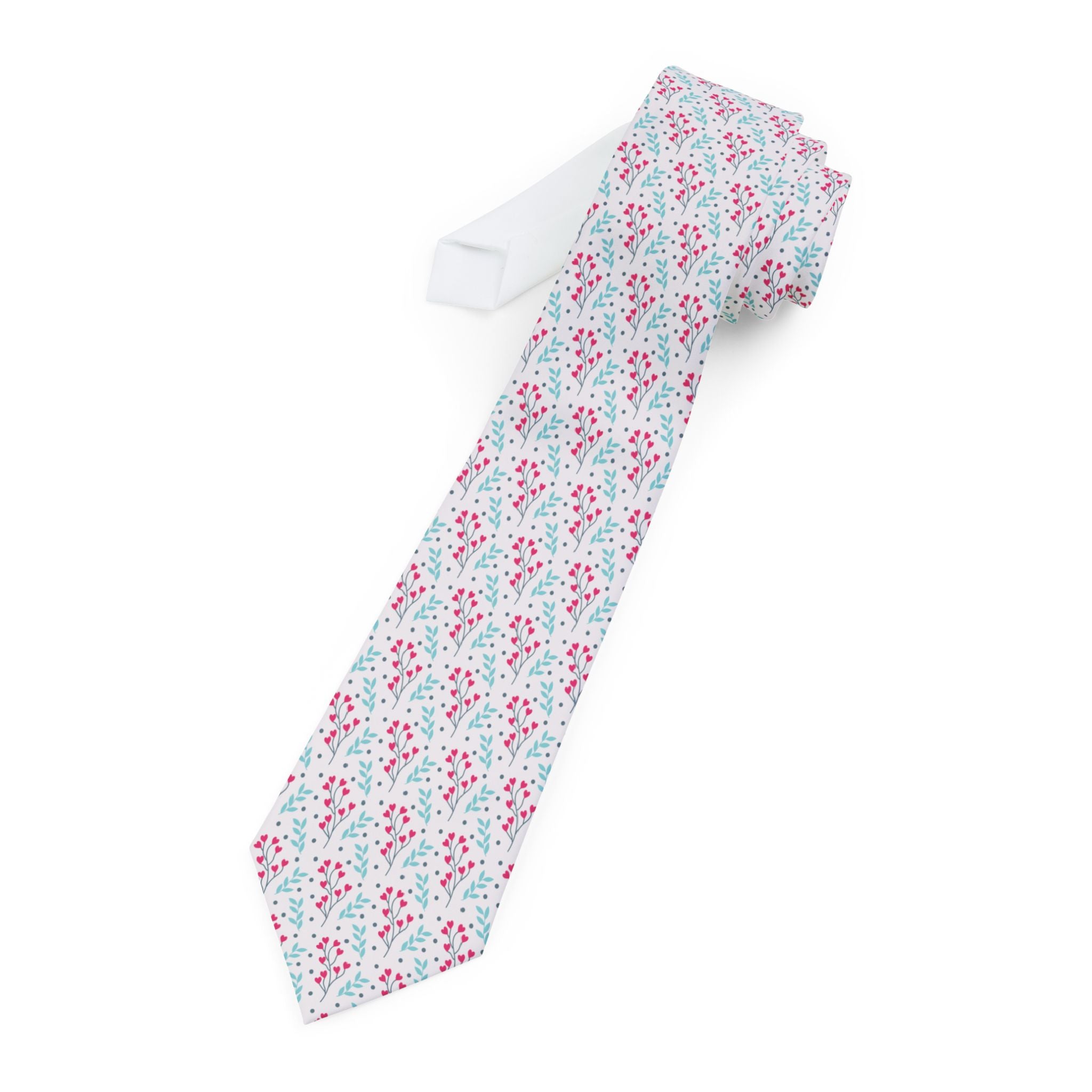 Tropical Flower Hearts Mens Necktie