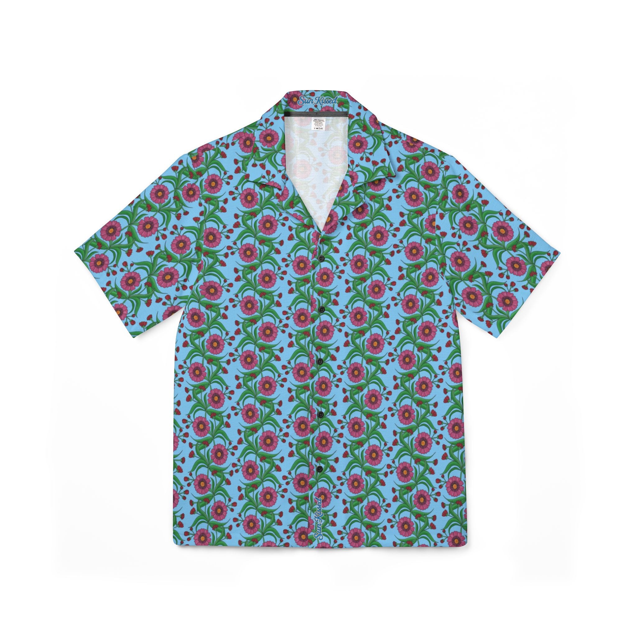 Glossy Pink Floral Lattice Hawaiian Shirt