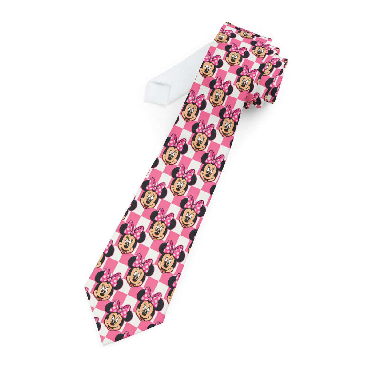 Pink Checkerboard Minnie Mens Necktie