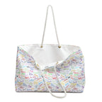 Character Autographs on White Weekender Bag