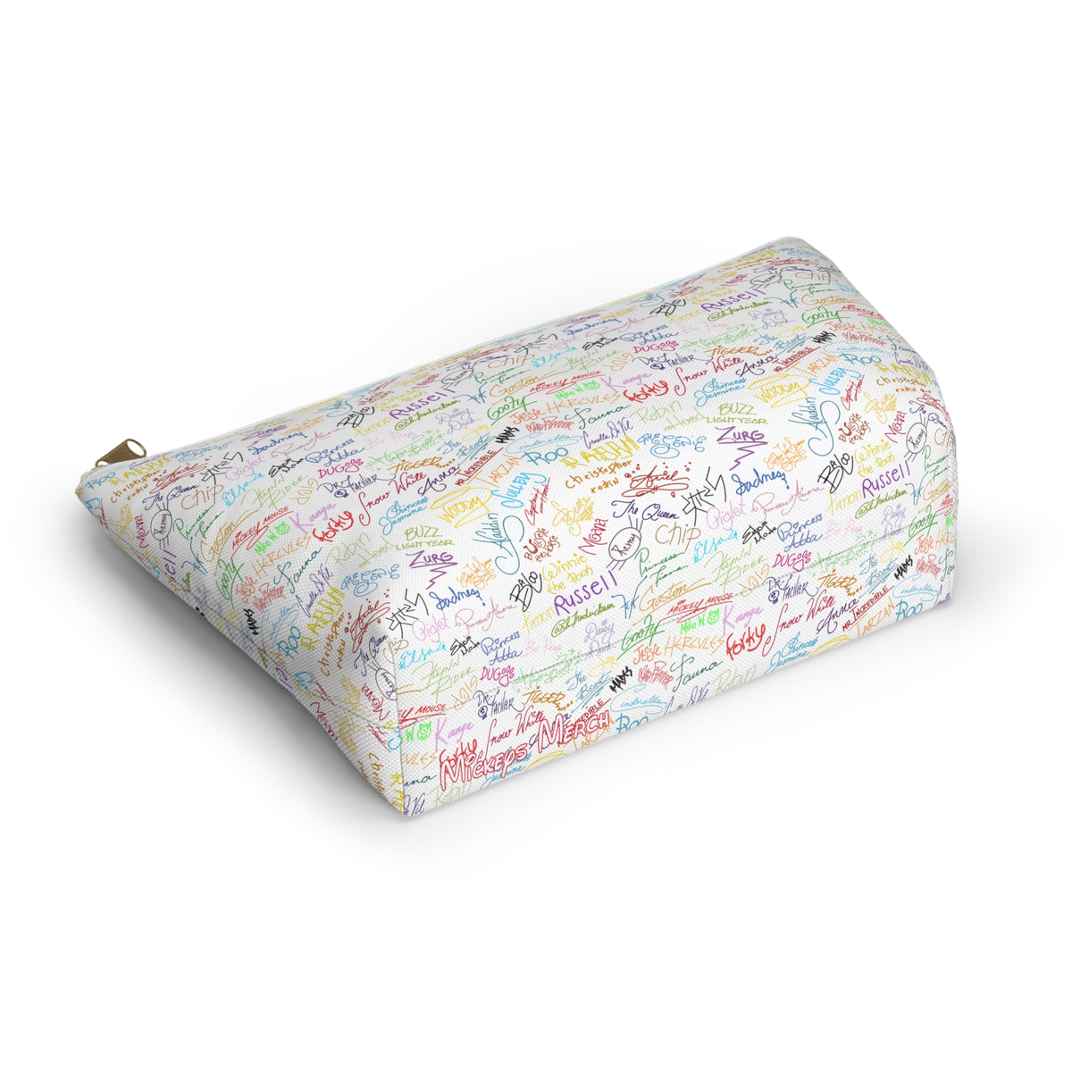 Character Autographs on White Cosmetic Bag