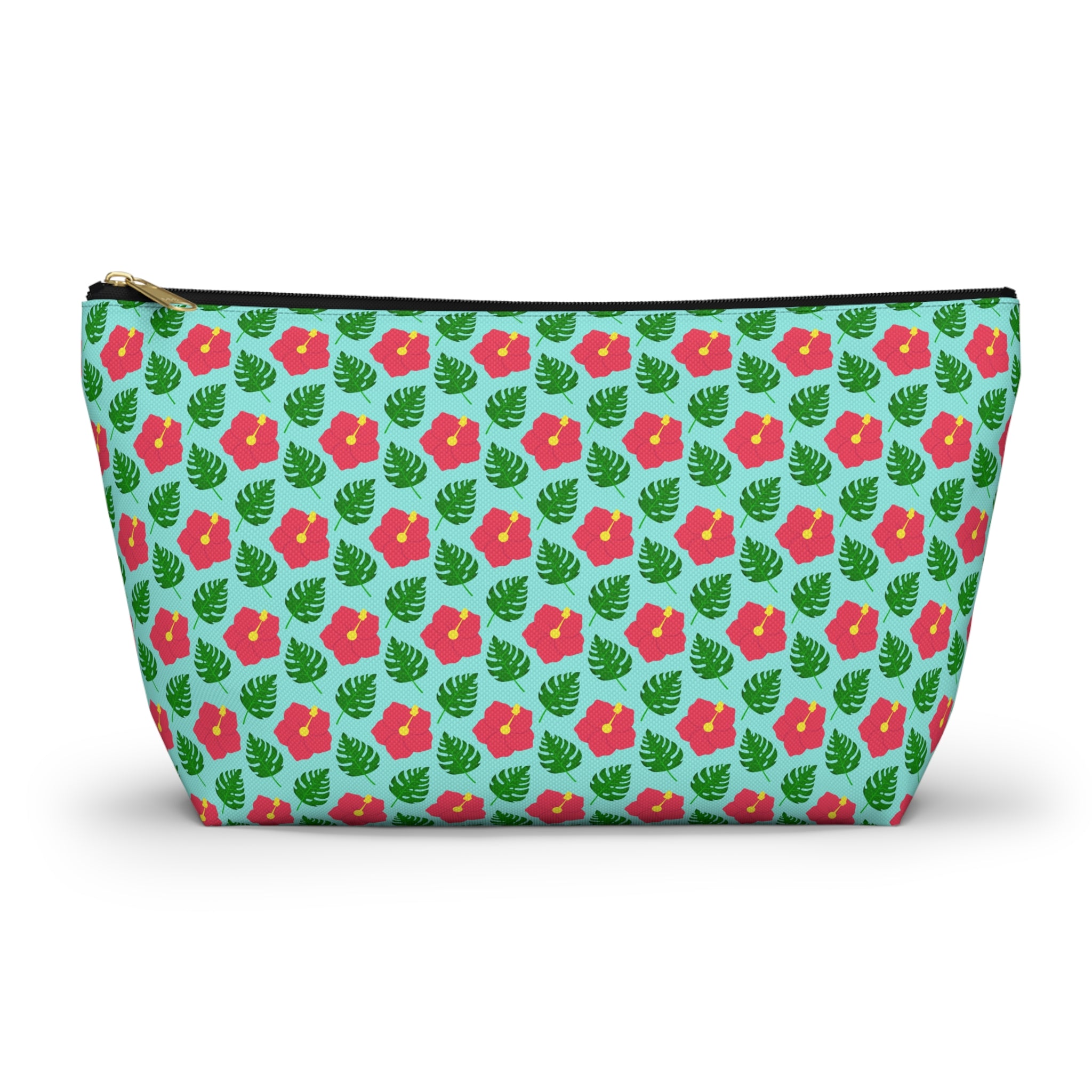 Monstera Leaf Hibiscus Cosmetic Bag