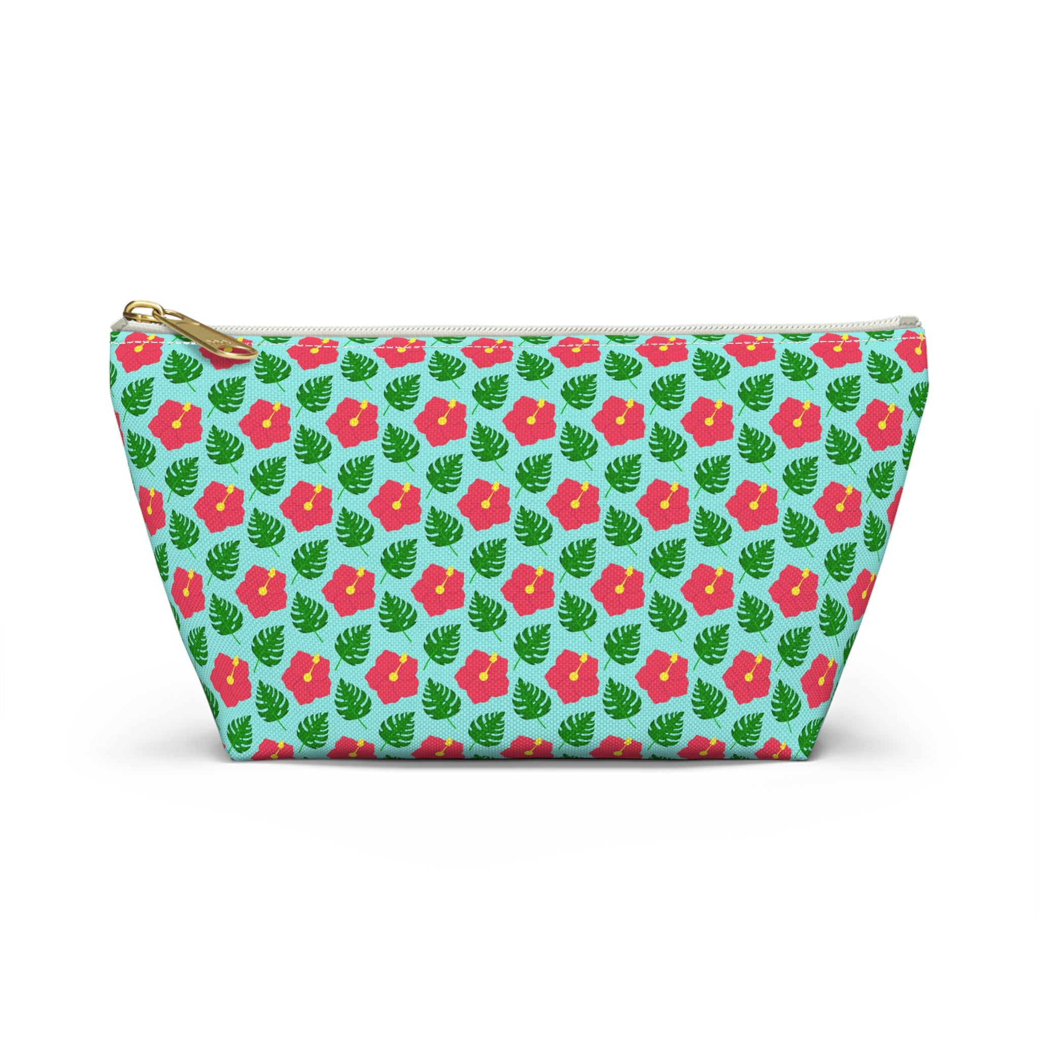 Monstera Leaf Hibiscus Cosmetic Bag