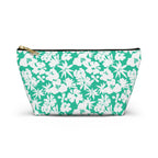 Seafoam Hibiscus Floral Cosmetic Bag