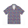 Yellow and Light Blue Abstract Hibiscus Floral Hawaiian Shirt