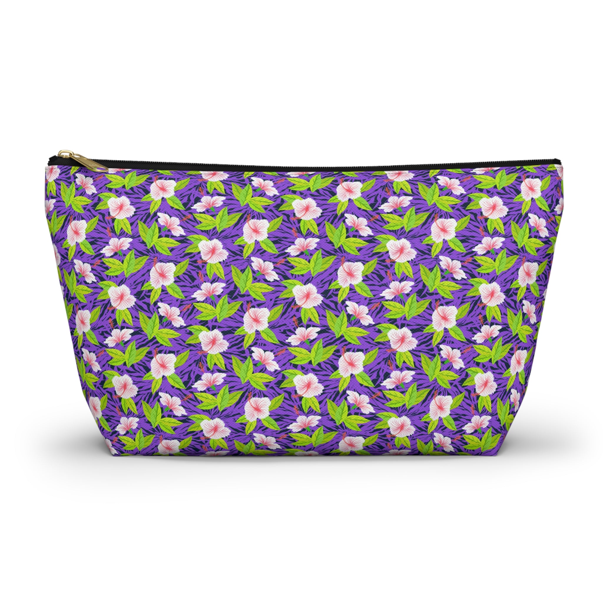 Purple Leaf Hibiscus Cosmetic Bag