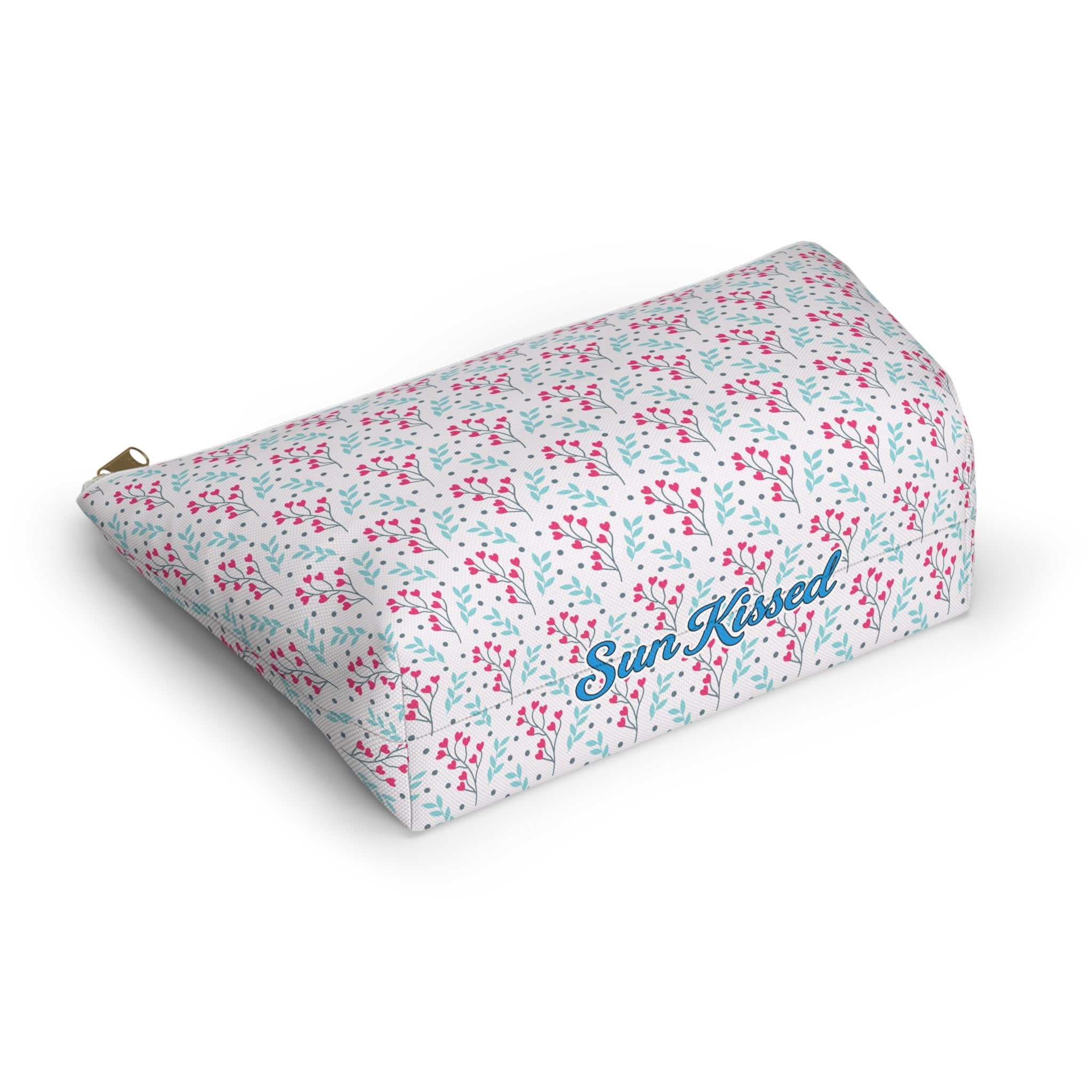 Tropical Flower Hearts Cosmetic Bag