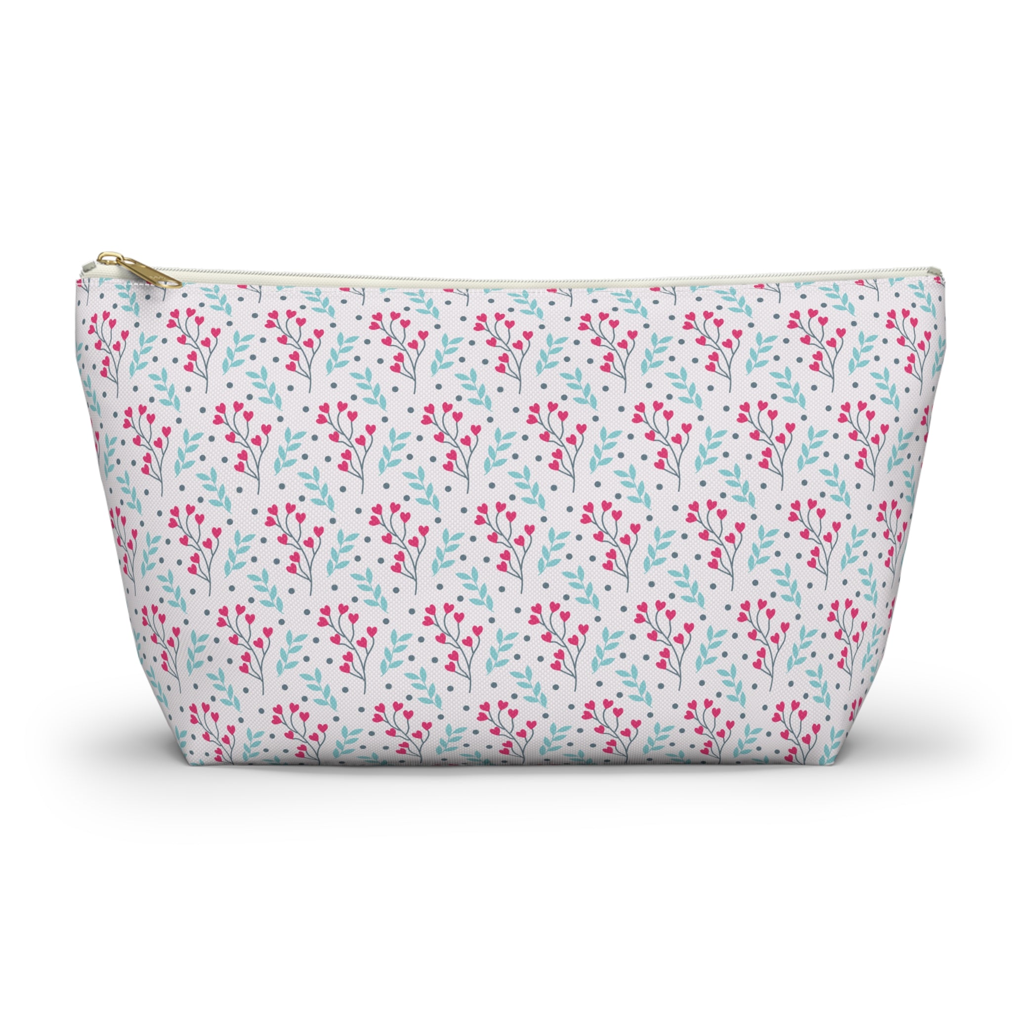 Tropical Flower Hearts Cosmetic Bag