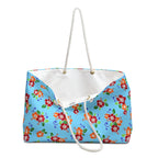 Aqua Flowered Sky Weekender Bag