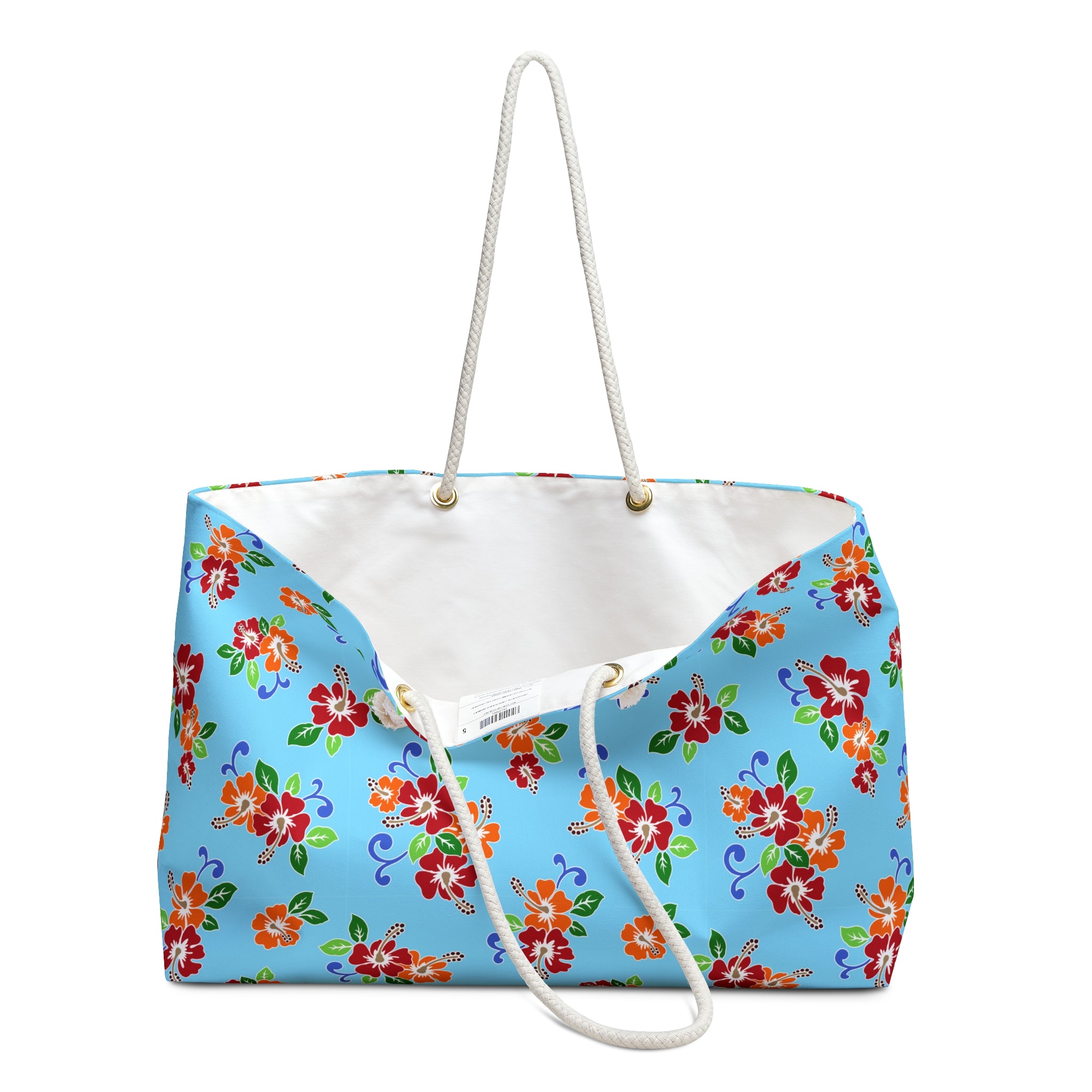Aqua Flowered Sky Weekender Bag