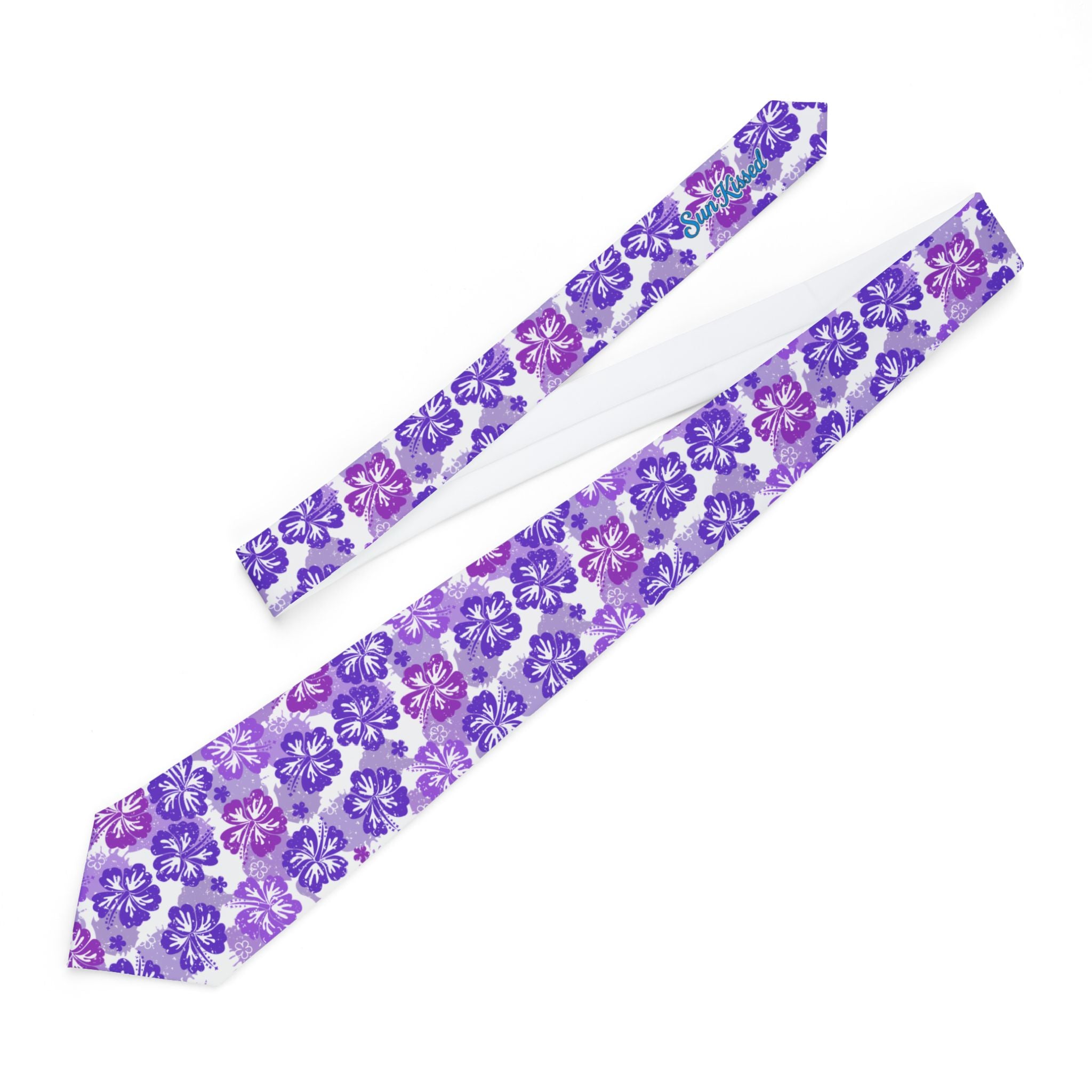 Shades of Purple Hibiscus Flower Mens Necktie