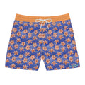 Orange Hibiscus Waves Swim Trunks