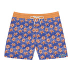 Orange Hibiscus Waves Swim Trunks