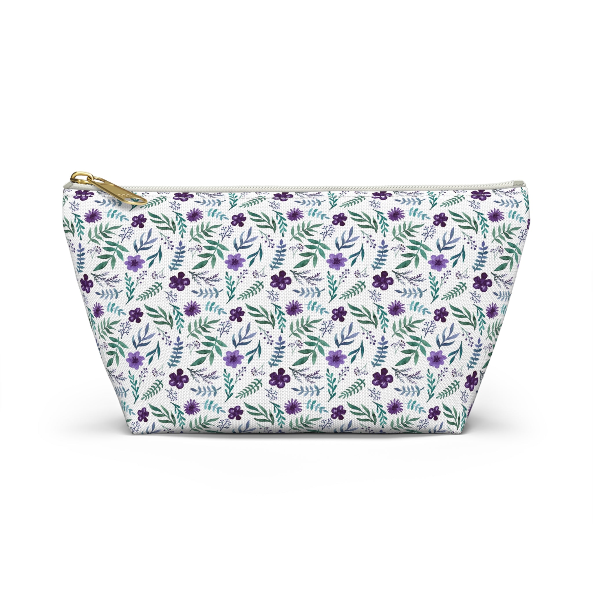 Violet Watercolor Floral Cosmetic Bag