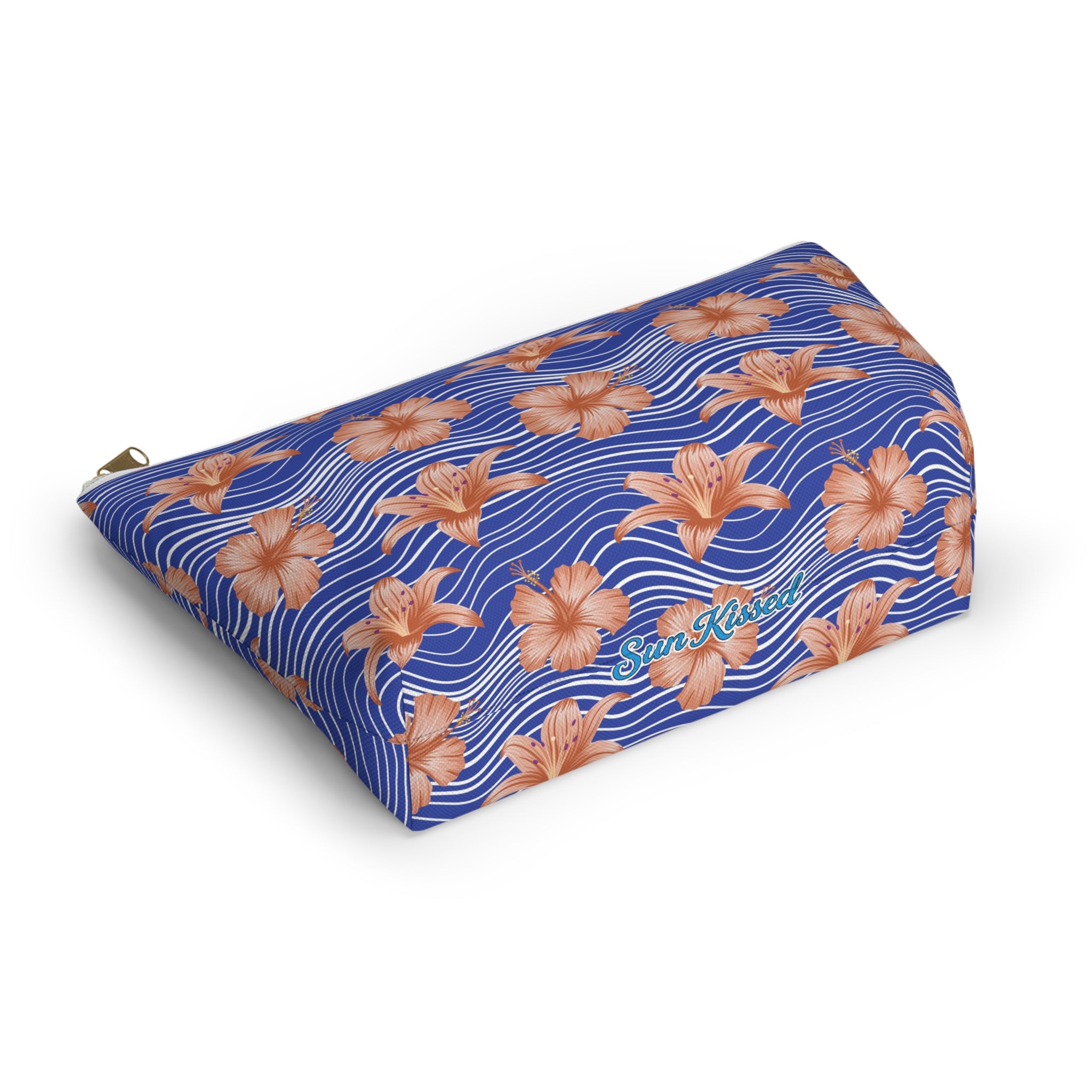 Orange Hibiscus Waves Cosmetic Bag