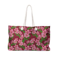 Pink Hibiscus on Red Weekender Bag