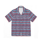 Patriotic Striped Hibiscus Hawaiian Shirt