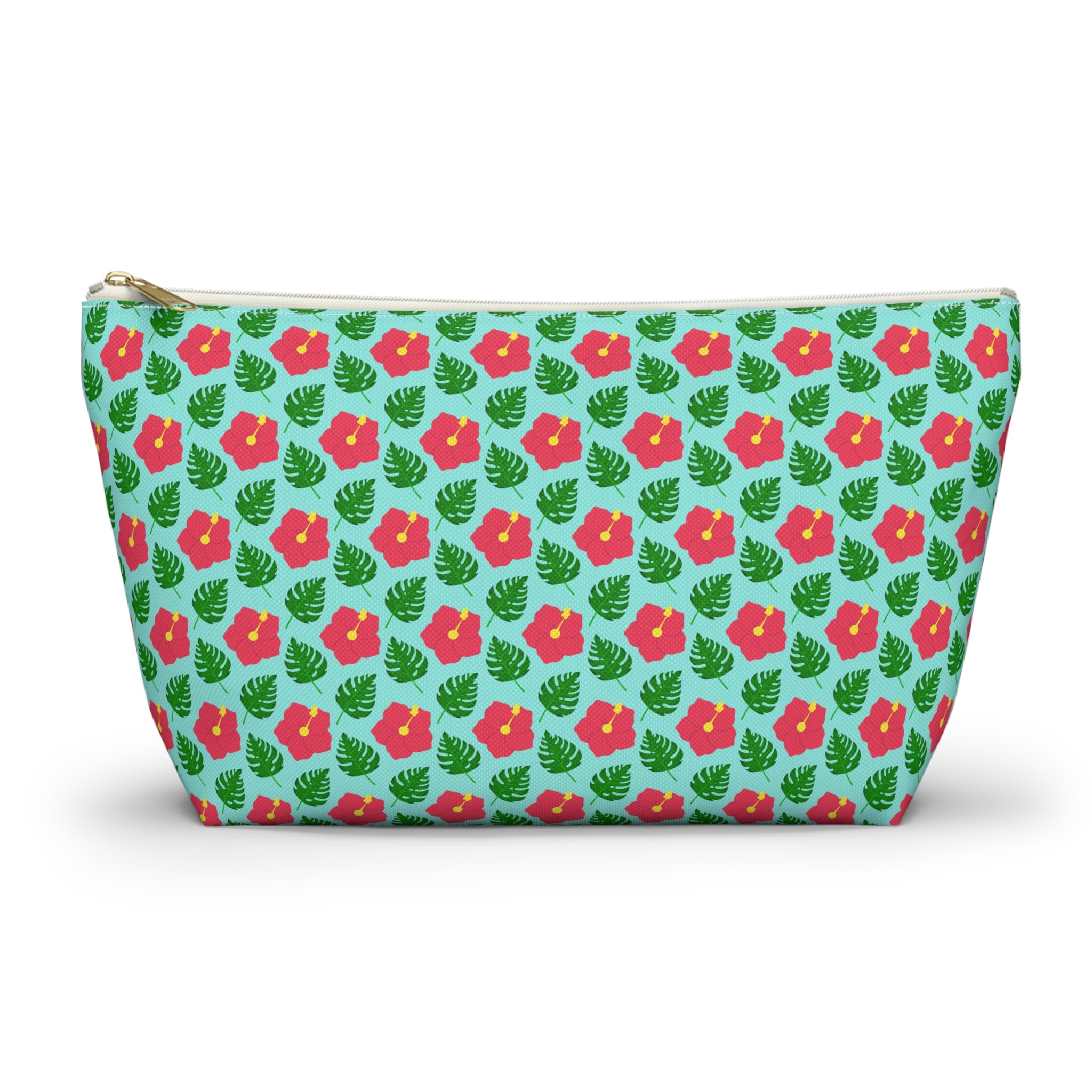 Monstera Leaf Hibiscus Cosmetic Bag