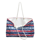 Patriotic Striped Hibiscus Weekender Bag