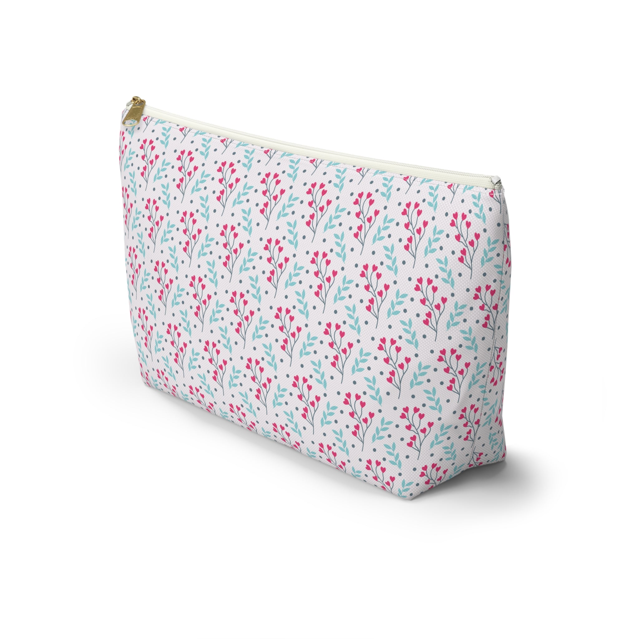 Tropical Flower Hearts Cosmetic Bag