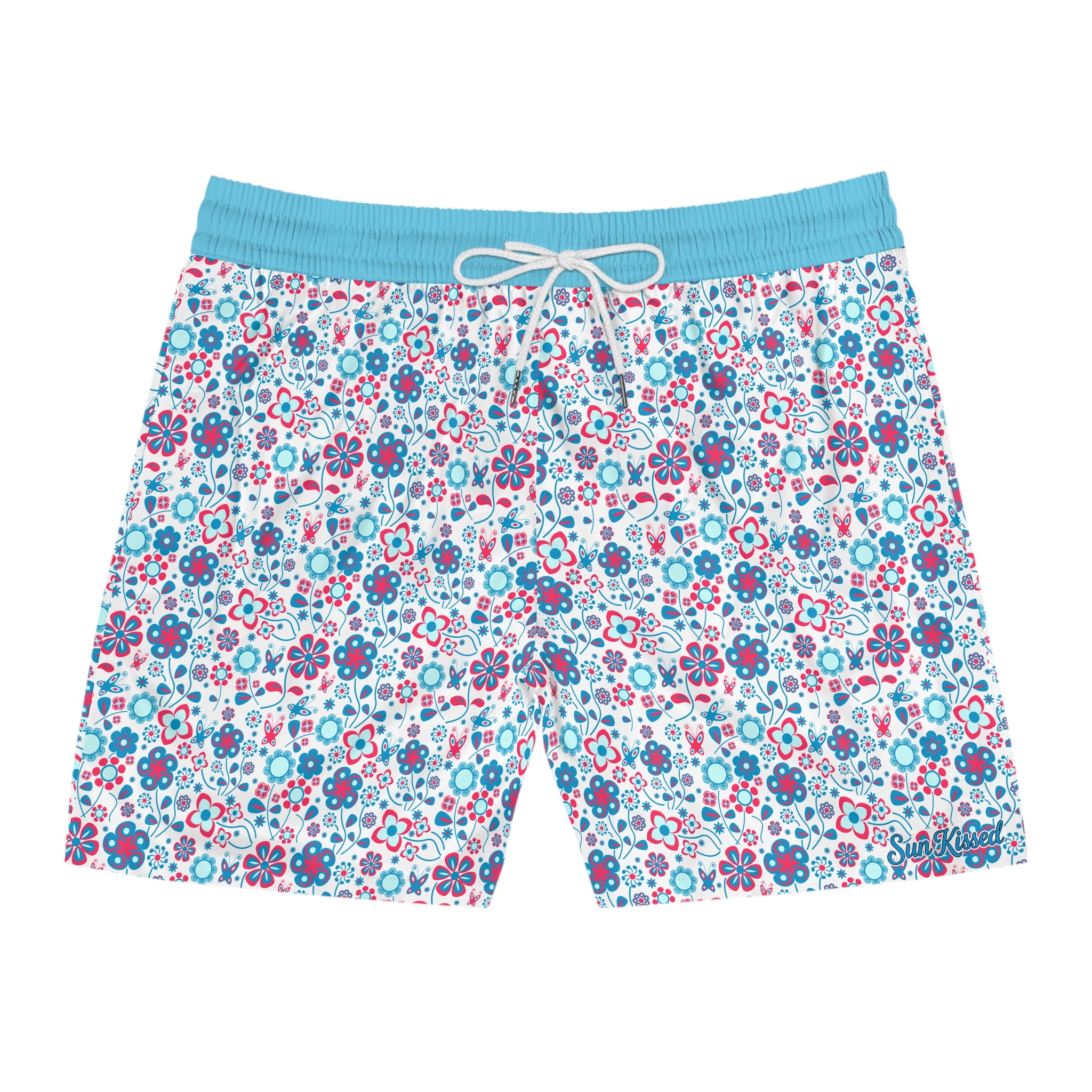 Abstract Pastel Flora Swim Trunks
