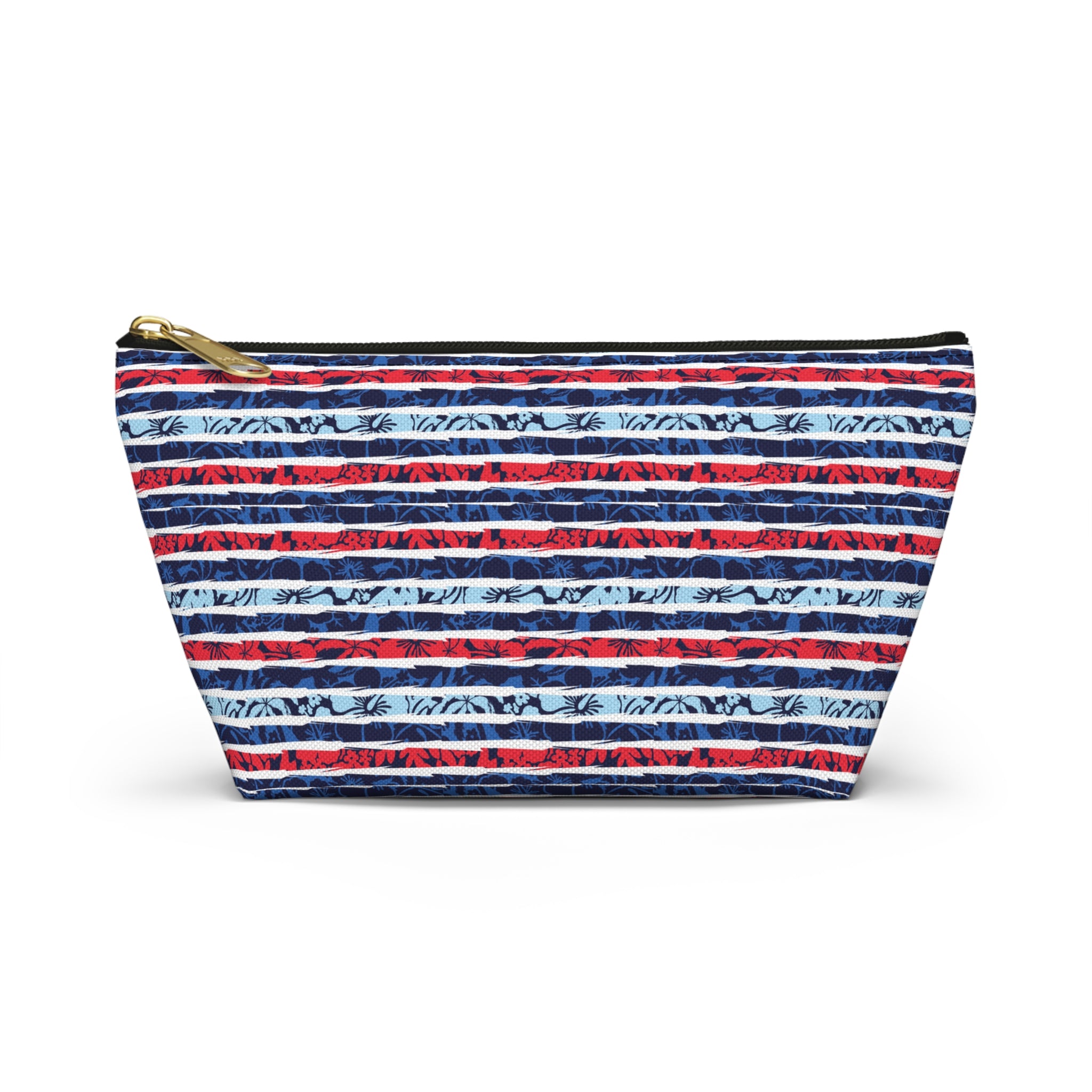 Patriotic Striped Hibiscus Cosmetic Bag