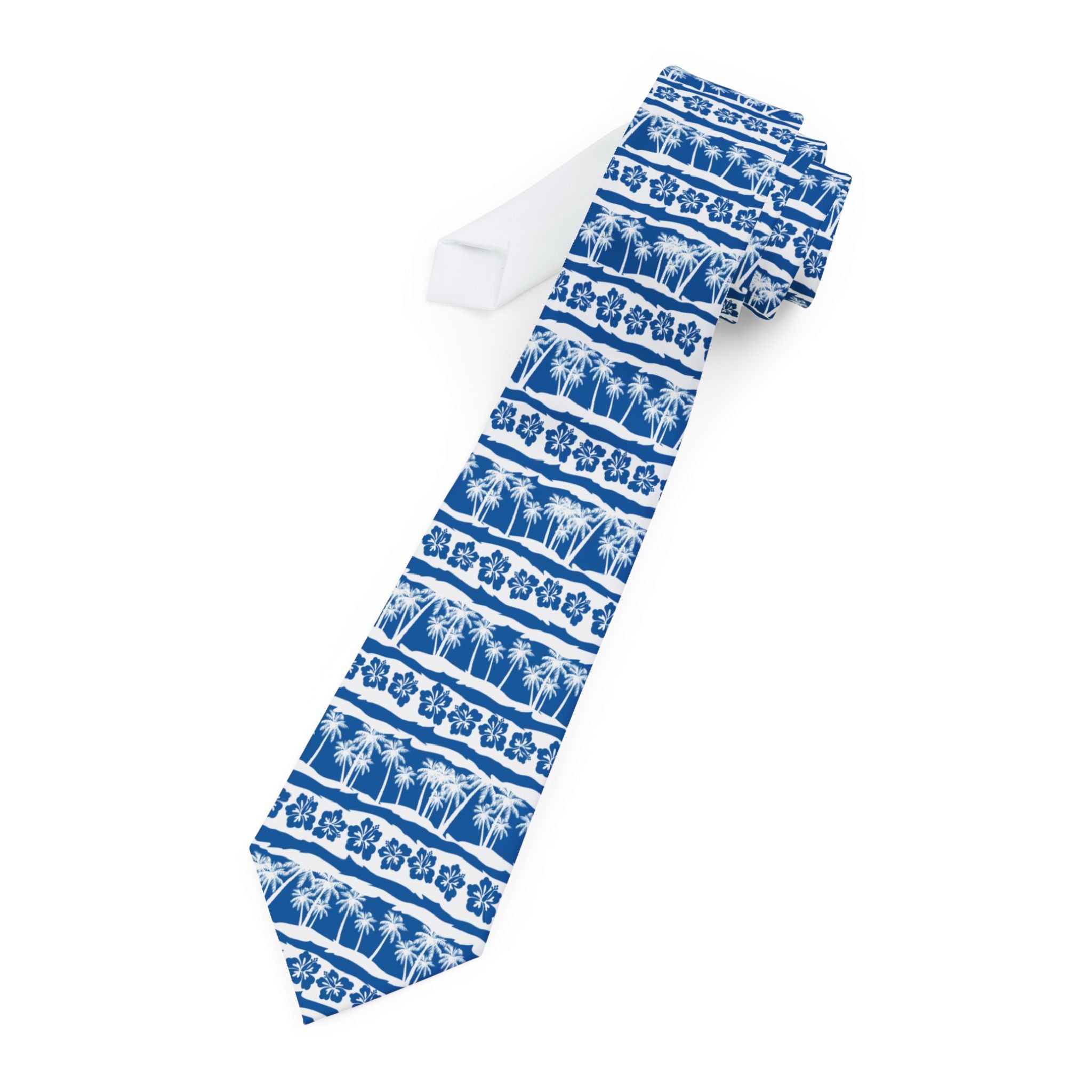 Blue Palm Stripes Mens Necktie