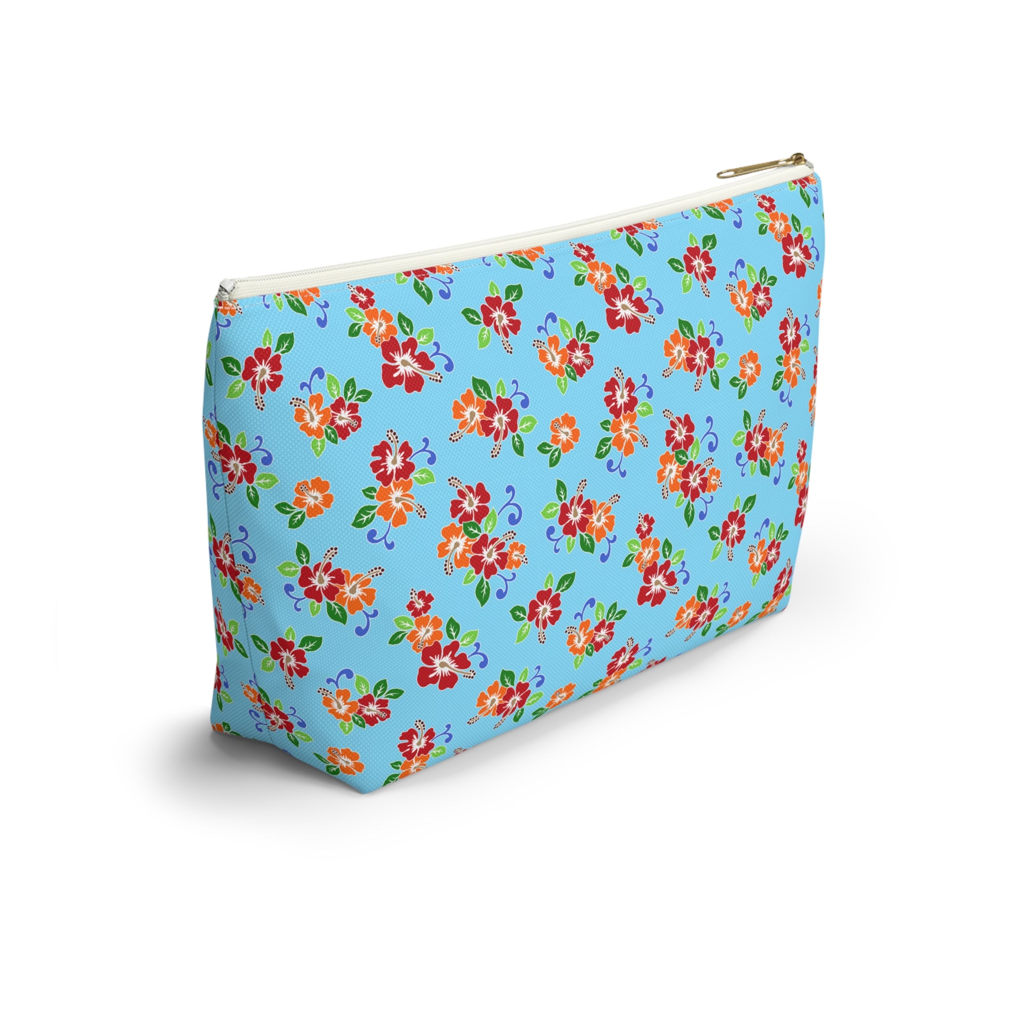 Aqua Flowered Sky Cosmetic Bag