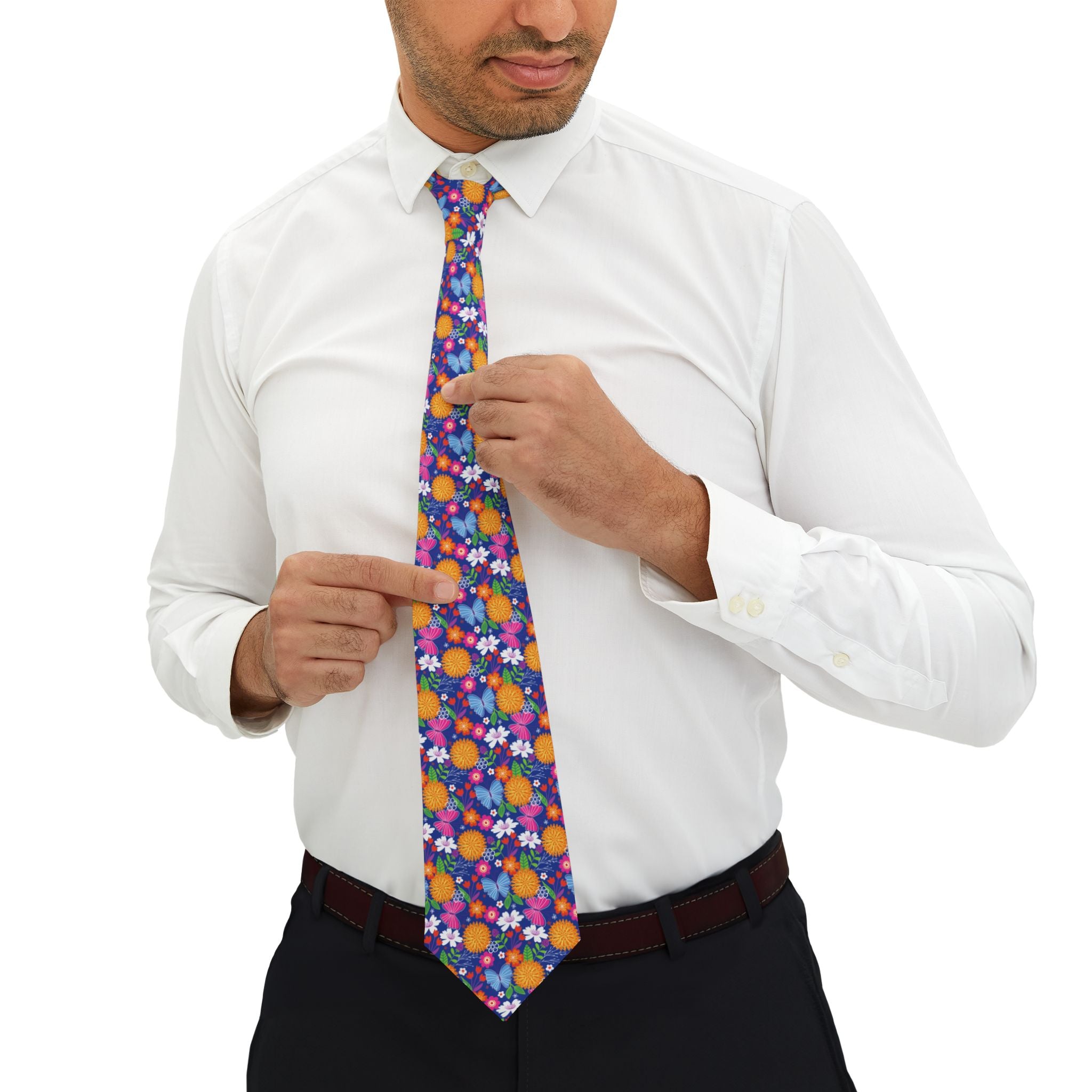 Retro Tropical Butterfly Mens Necktie